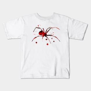 Black Widow Spider Watercolor Painting Kids T-Shirt